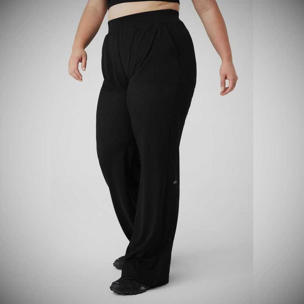 Pantalones Alo Yoga Mesh All-Star Anchos Leg Mujer Negros | MX-79NTOJ