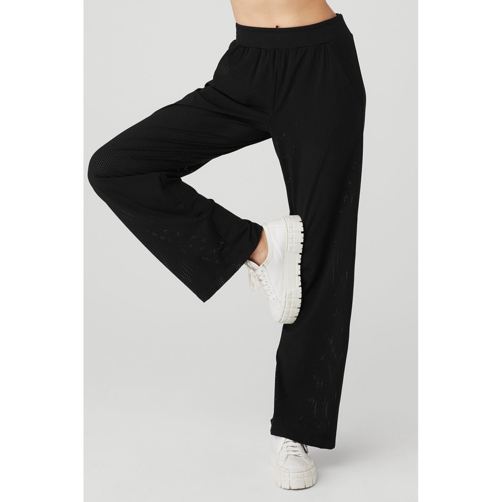 Pantalones Alo Yoga Mesh All-Star Anchos Leg Mujer Negros | MX-79NTOJ