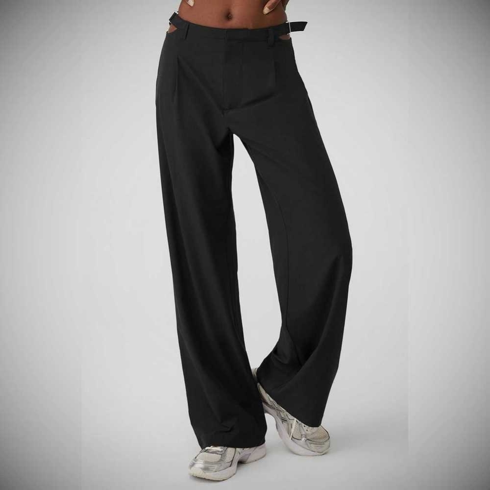 Pantalones Alo Yoga Mid-Rise Showdown Trouser Mujer Negros | MX-59PZFV