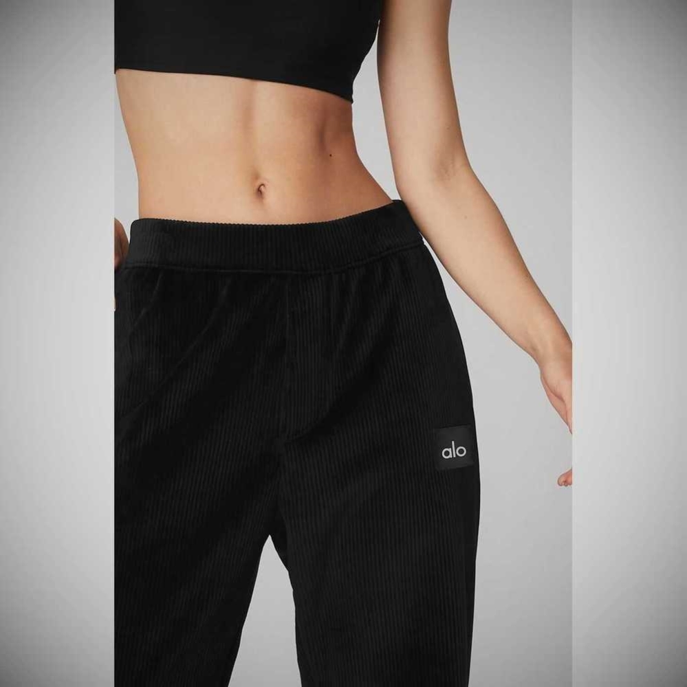 Pantalones Alo Yoga Velour Baller Mujer Negros | MX-64FHID