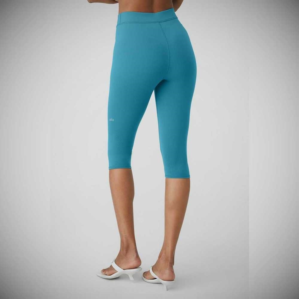 Pantalones Capri Alo Yoga Airbrush V-Cut Define Mujer Azules | MX-79NSAY