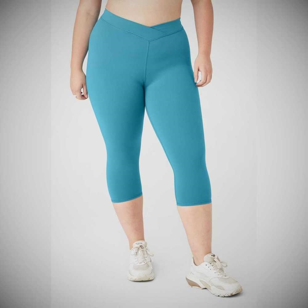 Pantalones Capri Alo Yoga Airbrush V-Cut Define Mujer Azules | MX-79NSAY