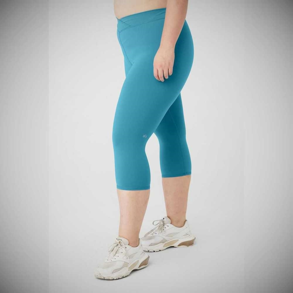 Pantalones Capri Alo Yoga Airbrush V-Cut Define Mujer Azules | MX-79NSAY