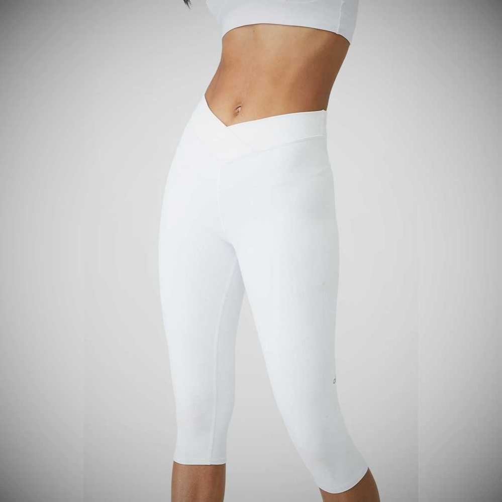 Pantalones Capri Alo Yoga Airbrush V-Cut Define Mujer Blancos | MX-89JDPW