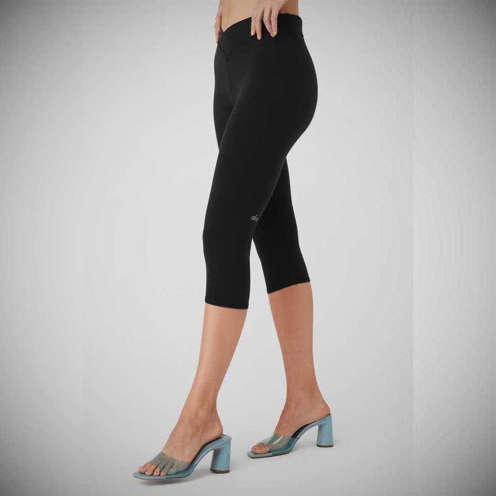 Pantalones Capri Alo Yoga Airbrush V-Cut Define Mujer Negros | MX-92CGIX