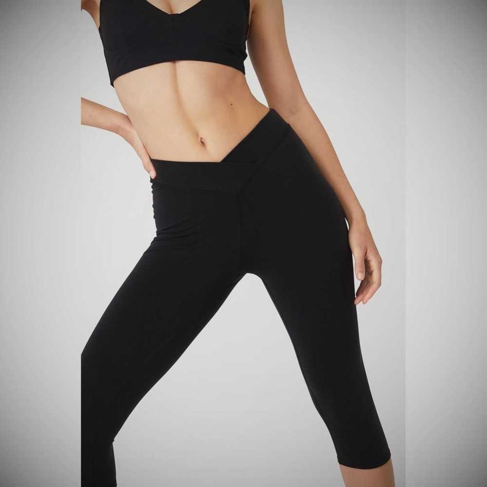 Pantalones Capri Alo Yoga Airbrush V-Cut Define Mujer Negros | MX-92CGIX