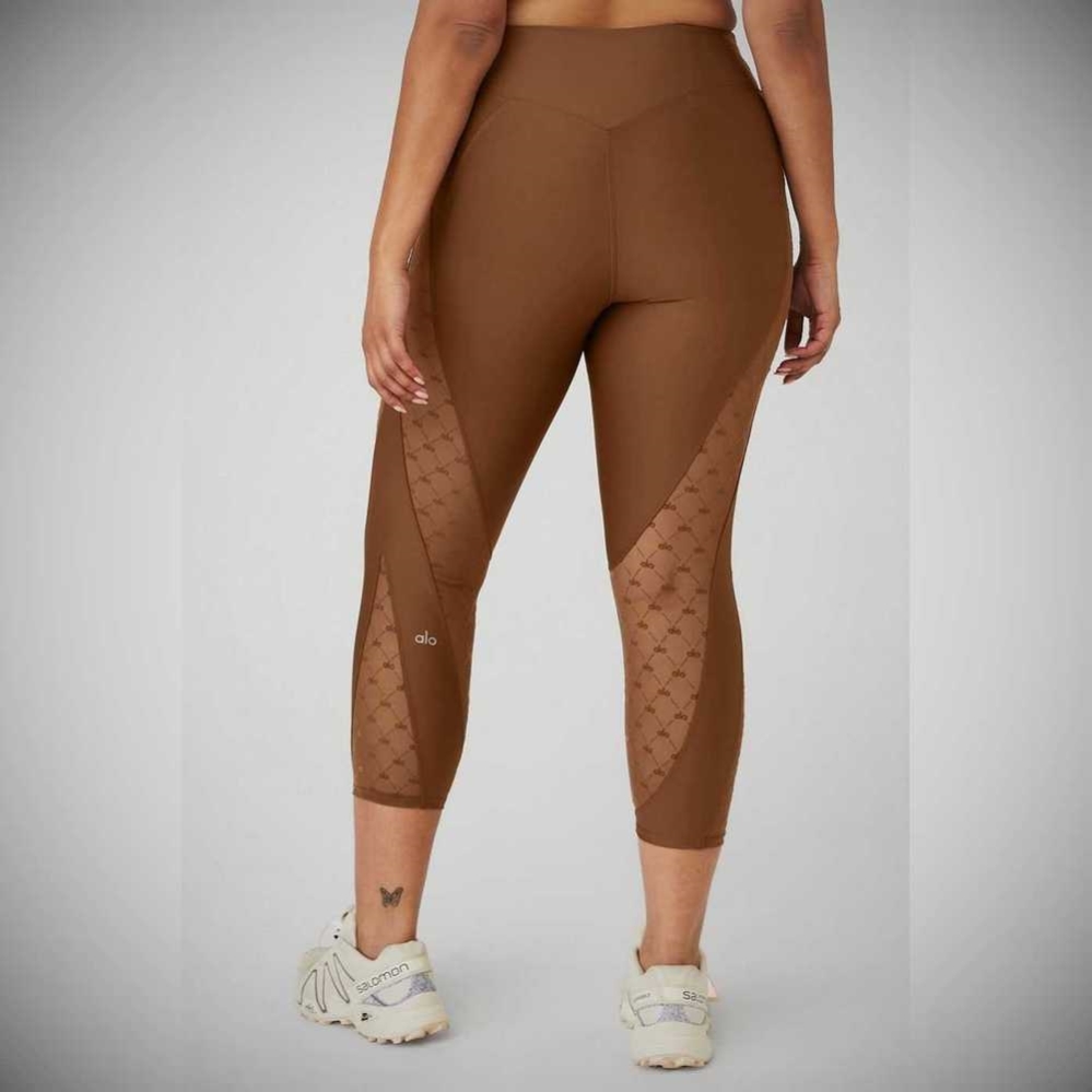 Pantalones Capri Alo Yoga Airlift Mesh High-Cintura Celeste Mujer Marrom | MX-61LAXH