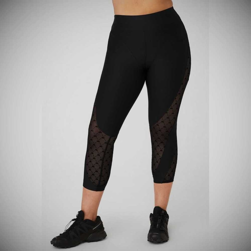 Pantalones Capri Alo Yoga Airlift Mesh High-Cintura Celeste Mujer Negros | MX-91MAUG