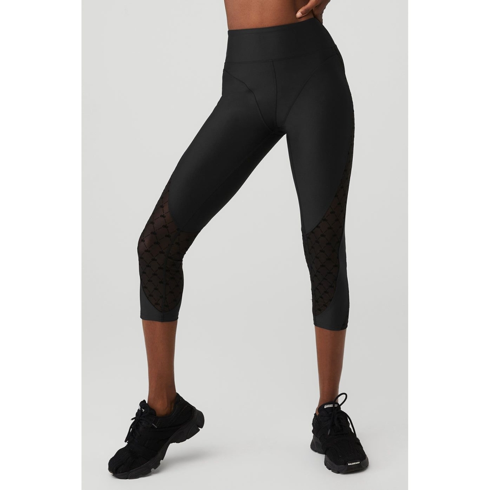 Pantalones Capri Alo Yoga Airlift Mesh High-Cintura Celeste Mujer Negros | MX-91MAUG