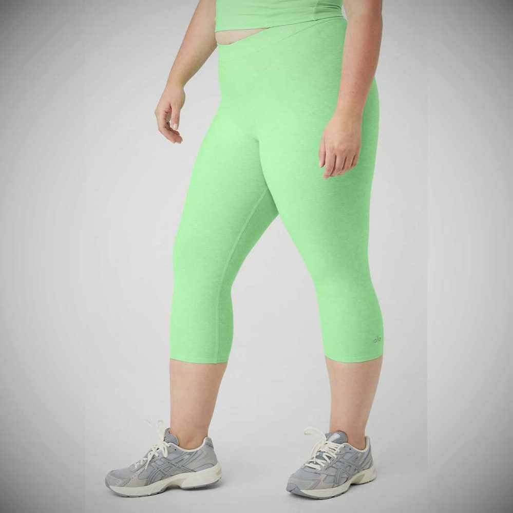 Pantalones Capri Alo Yoga Alosoft High-Cintura Iconic 90'S Mujer Verdes | MX-04XUJW