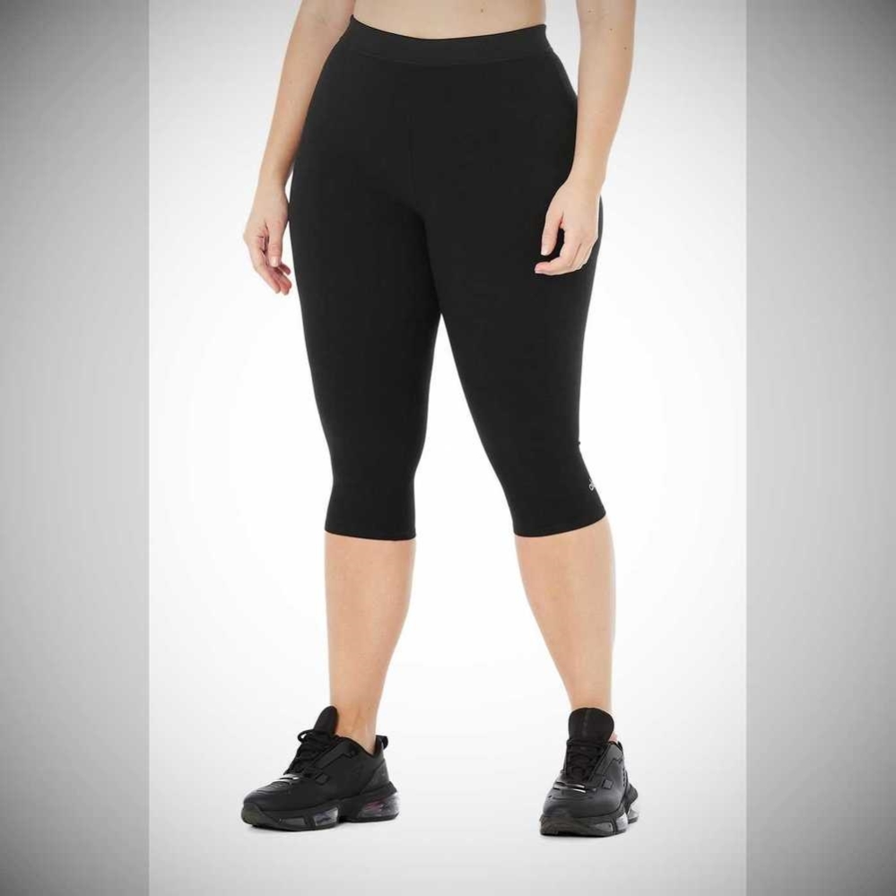 Pantalones Capri Alo Yoga Alosoft High-Cintura Iconic 90'S Mujer Negros | MX-18AVKT