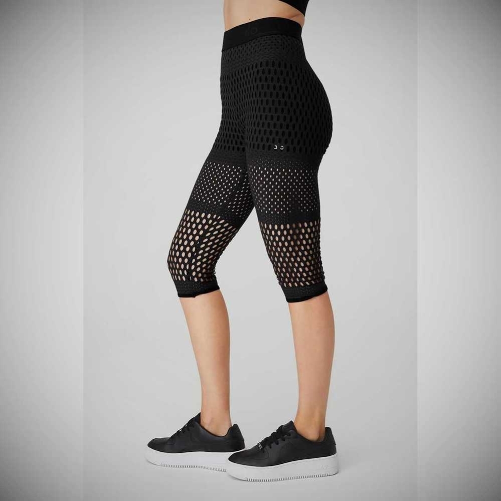 Pantalones Capri Alo Yoga Mesh High-Cintura Haute Summer Mujer Negros | MX-59PVJF