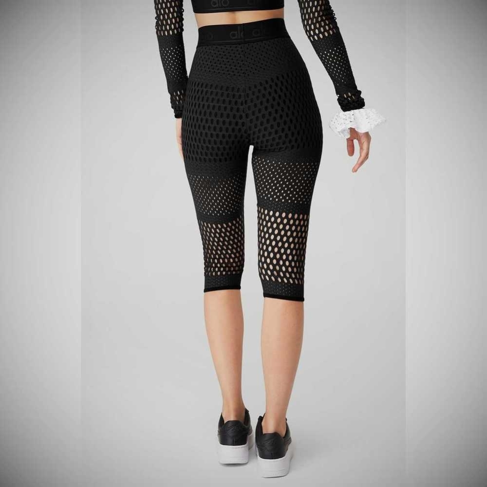 Pantalones Capri Alo Yoga Mesh High-Cintura Haute Summer Mujer Negros | MX-59PVJF