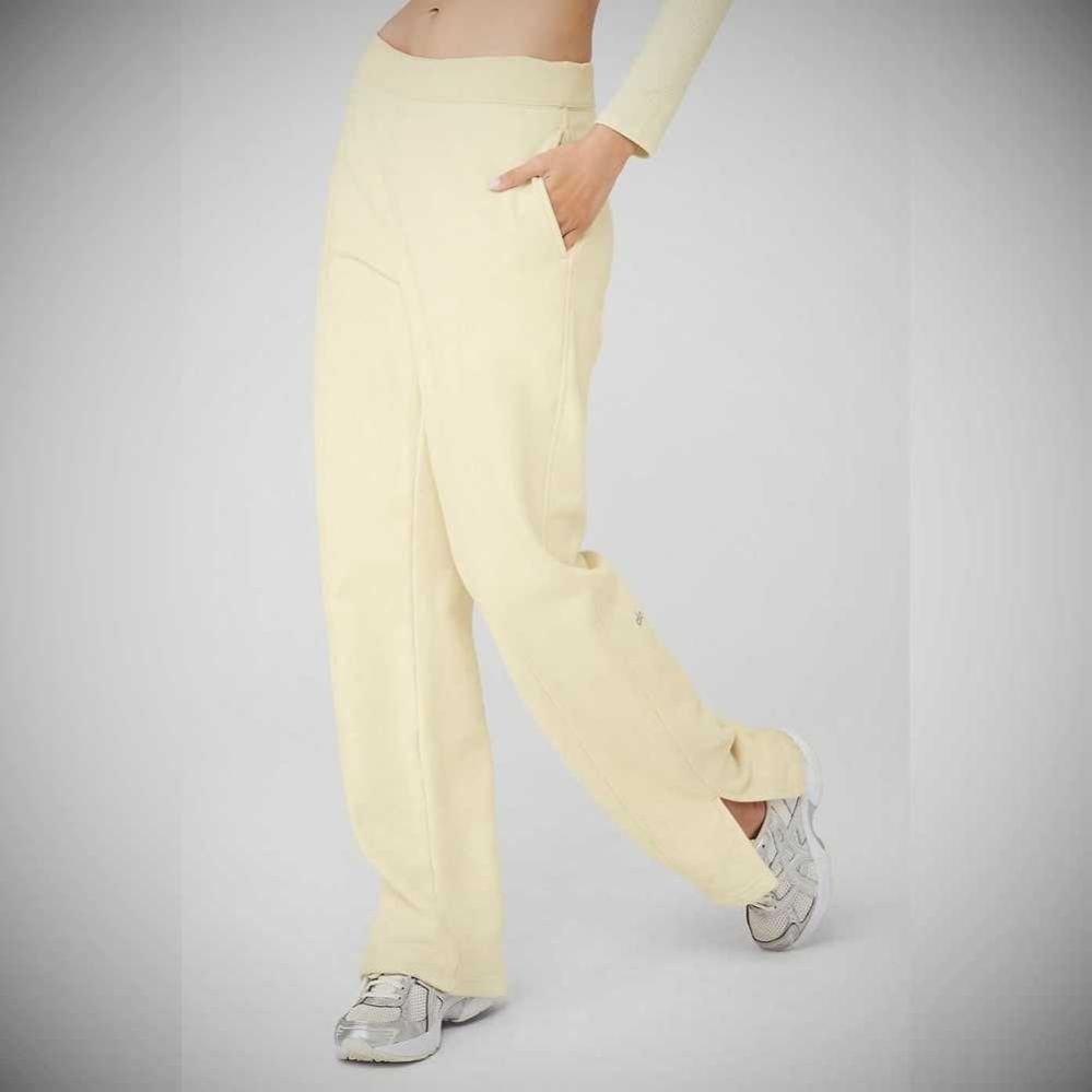 Pantalones Deportivos Alo Yoga High-Cintura Offline Directo Leg Mujer Amarillos Claro | MX-24XHBK