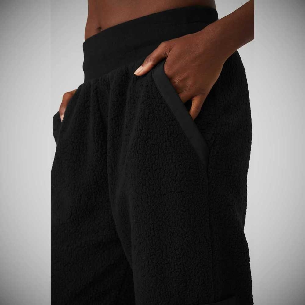 Pantalones Deportivos Alo Yoga Micro Sherpa High-Cintura Solstice Mujer Negros | MX-56EJHS