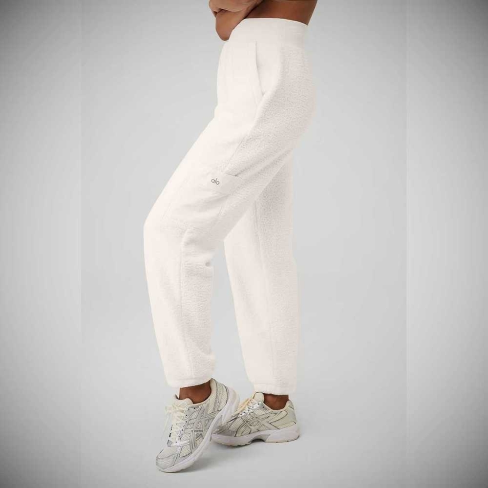 Pantalones Deportivos Alo Yoga Micro Sherpa High-Cintura Solstice Mujer Blancos | MX-97SXUC