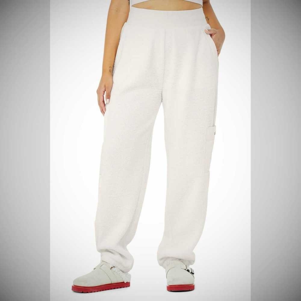 Pantalones Deportivos Alo Yoga Micro Sherpa High-Cintura Solstice Mujer Blancos | MX-97SXUC