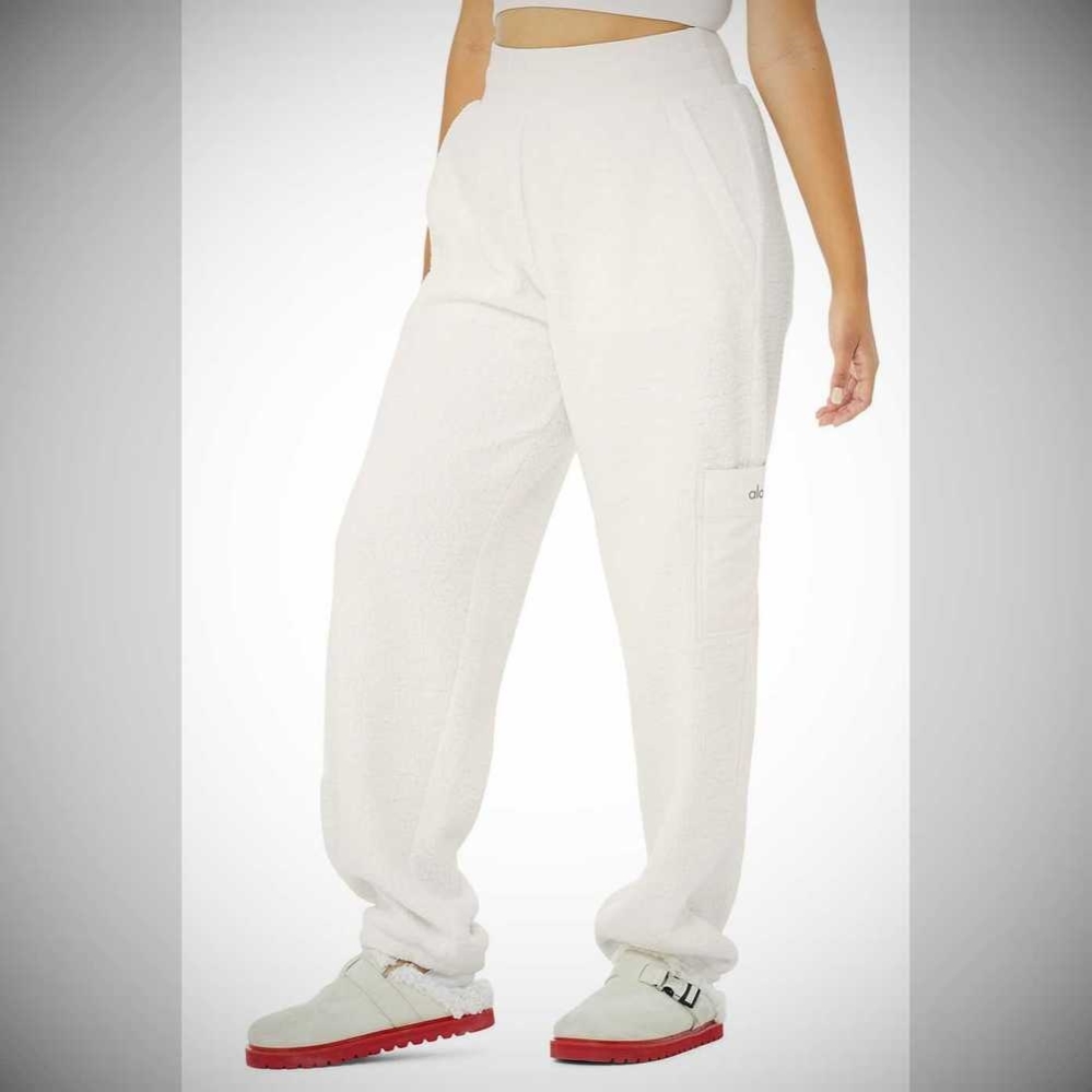 Pantalones Deportivos Alo Yoga Micro Sherpa High-Cintura Solstice Mujer Blancos | MX-97SXUC