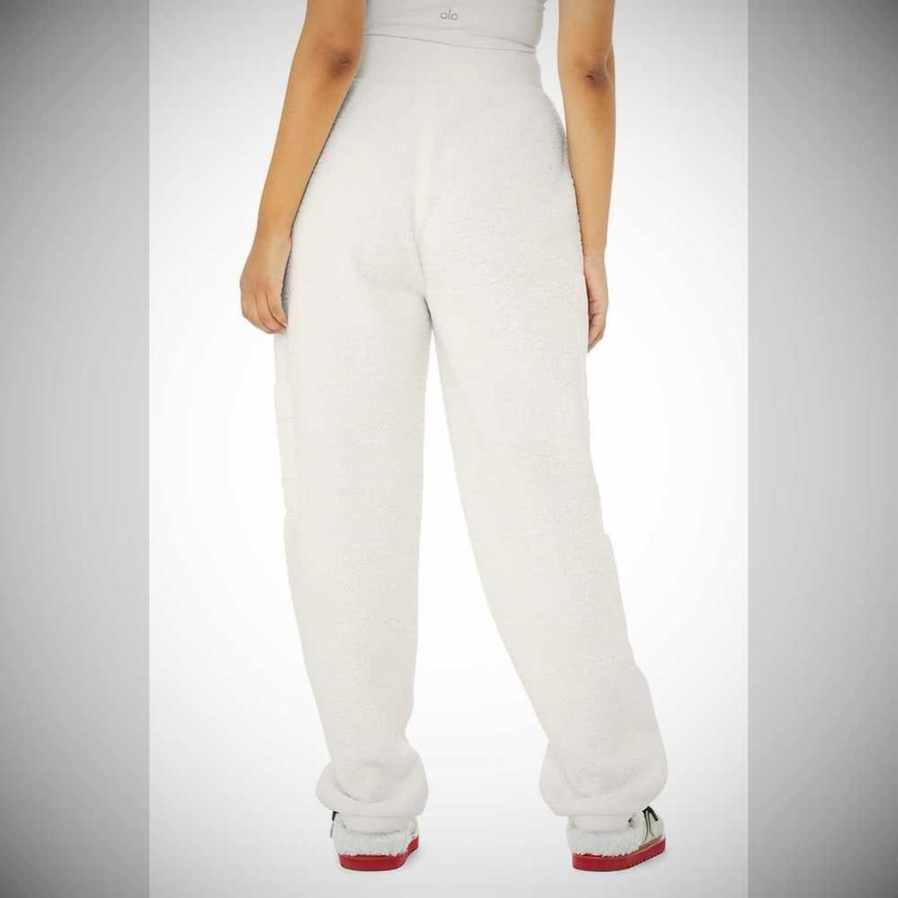 Pantalones Deportivos Alo Yoga Micro Sherpa High-Cintura Solstice Mujer Blancos | MX-97SXUC