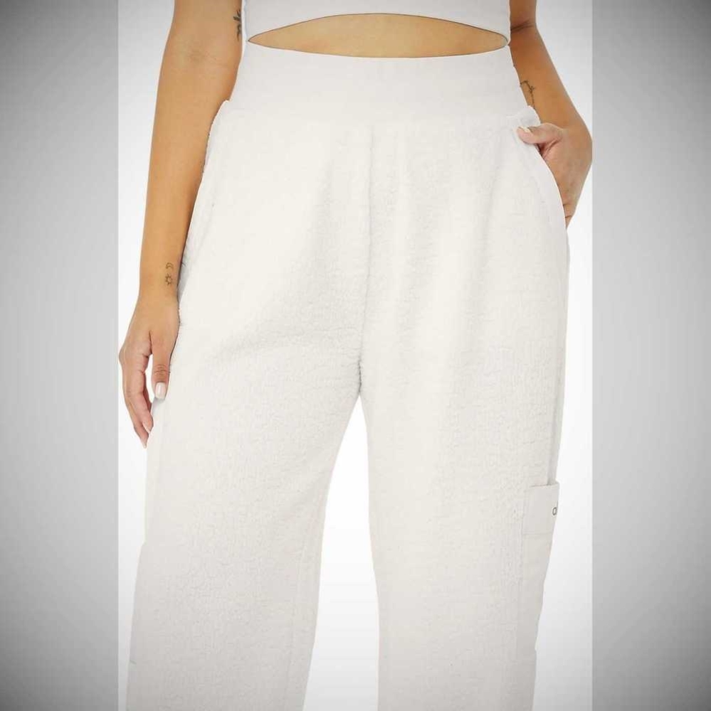 Pantalones Deportivos Alo Yoga Micro Sherpa High-Cintura Solstice Mujer Blancos | MX-97SXUC