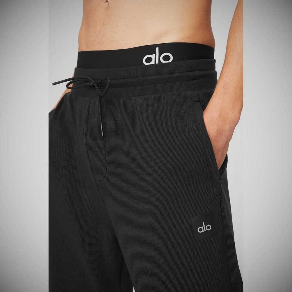 Pantalones Deportivos Alo Yoga Micro Waffle Fast Break Hombre Negros | MX-84NMLS