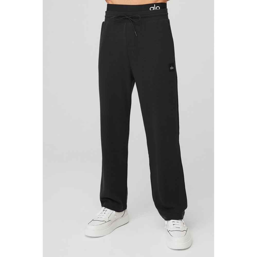 Pantalones Deportivos Alo Yoga Micro Waffle Fast Break Hombre Negros | MX-84NMLS