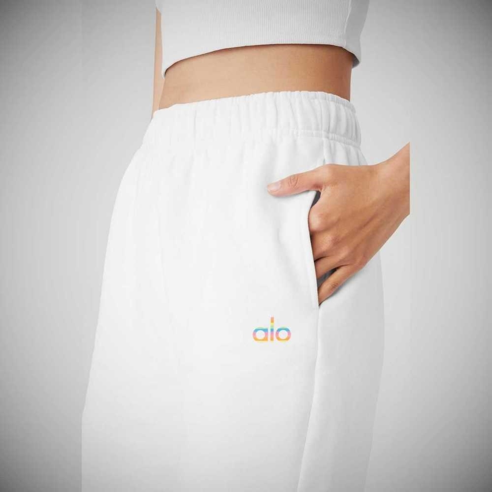 Pantalones Deportivos Alo Yoga Pride Accolade Sweat Mujer Blancos | MX-12ZFYO