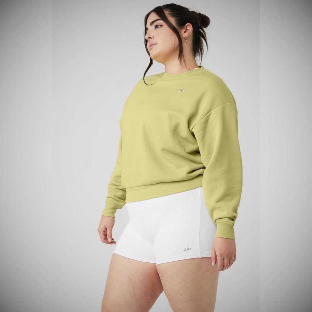 Pullover Alo Yoga Accolade Crew Neck Mujer Grises Amarillos | MX-90YQTH