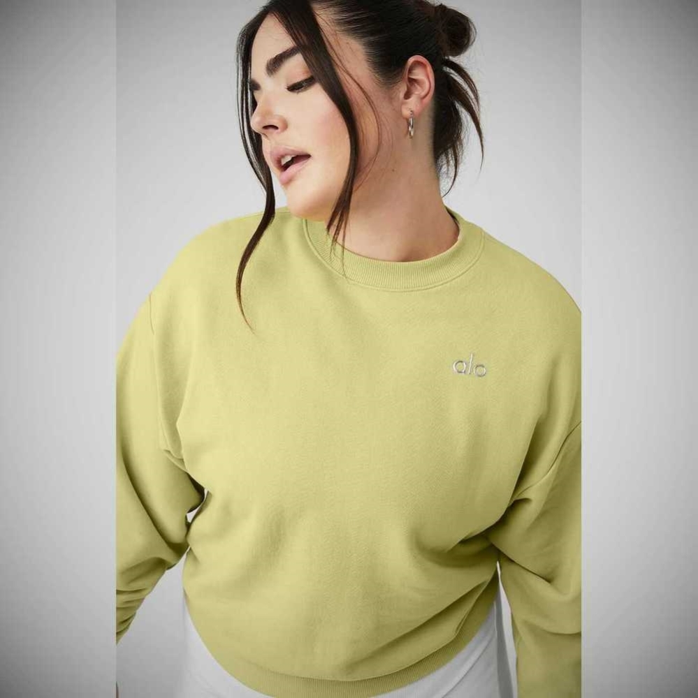 Pullover Alo Yoga Accolade Crew Neck Mujer Grises Amarillos | MX-90YQTH