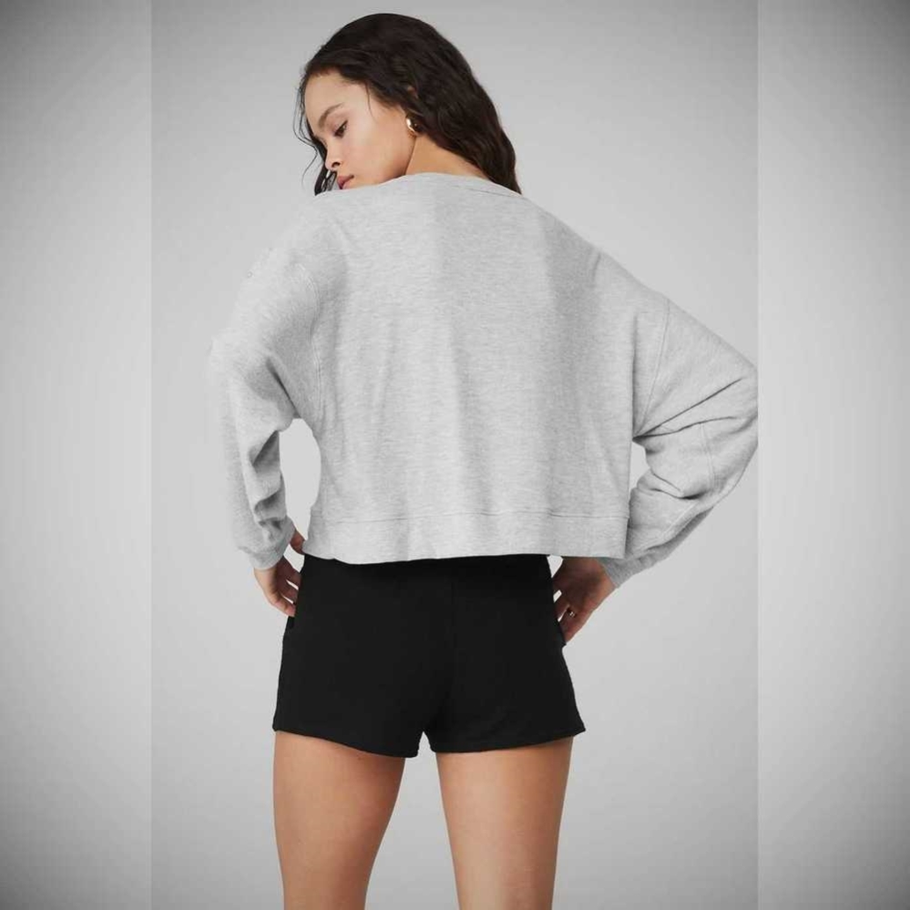 Pullover Alo Yoga Alolux Soho Crop Henley Mujer Grises | MX-85CQOY