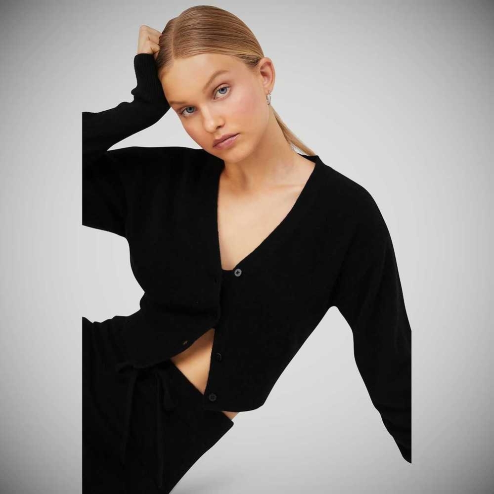 Pullover Alo Yoga Cashmere Jet Set Cardigan Mujer Negros | MX-21IZNG