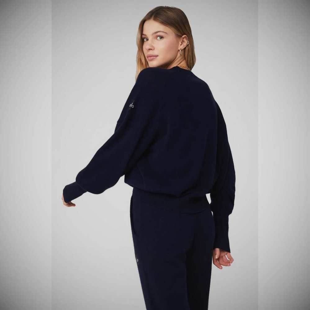 Pullover Alo Yoga Cashmere Jet Set Crew Mujer Azul Marino | MX-49DETL