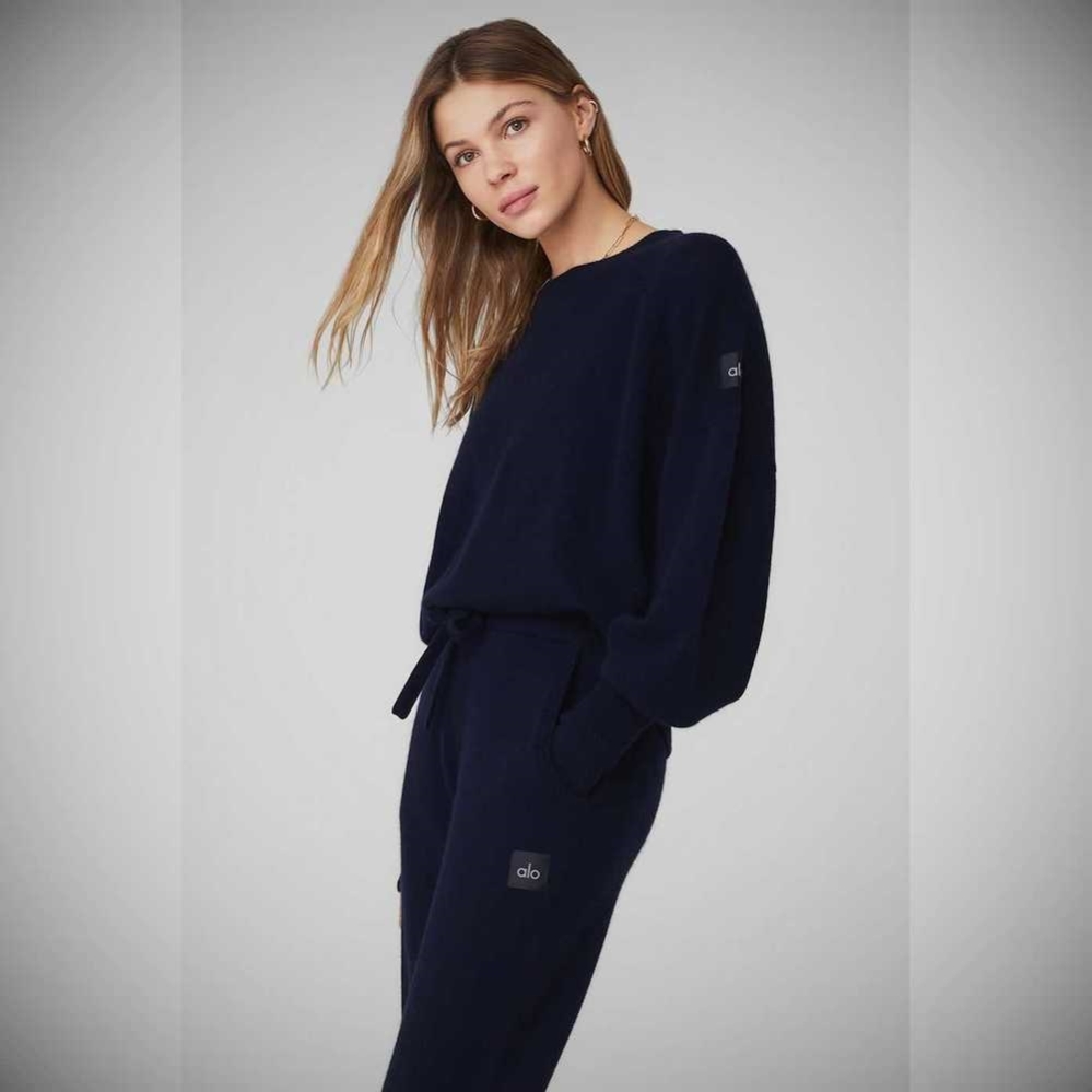 Pullover Alo Yoga Cashmere Jet Set Crew Mujer Azul Marino | MX-49DETL