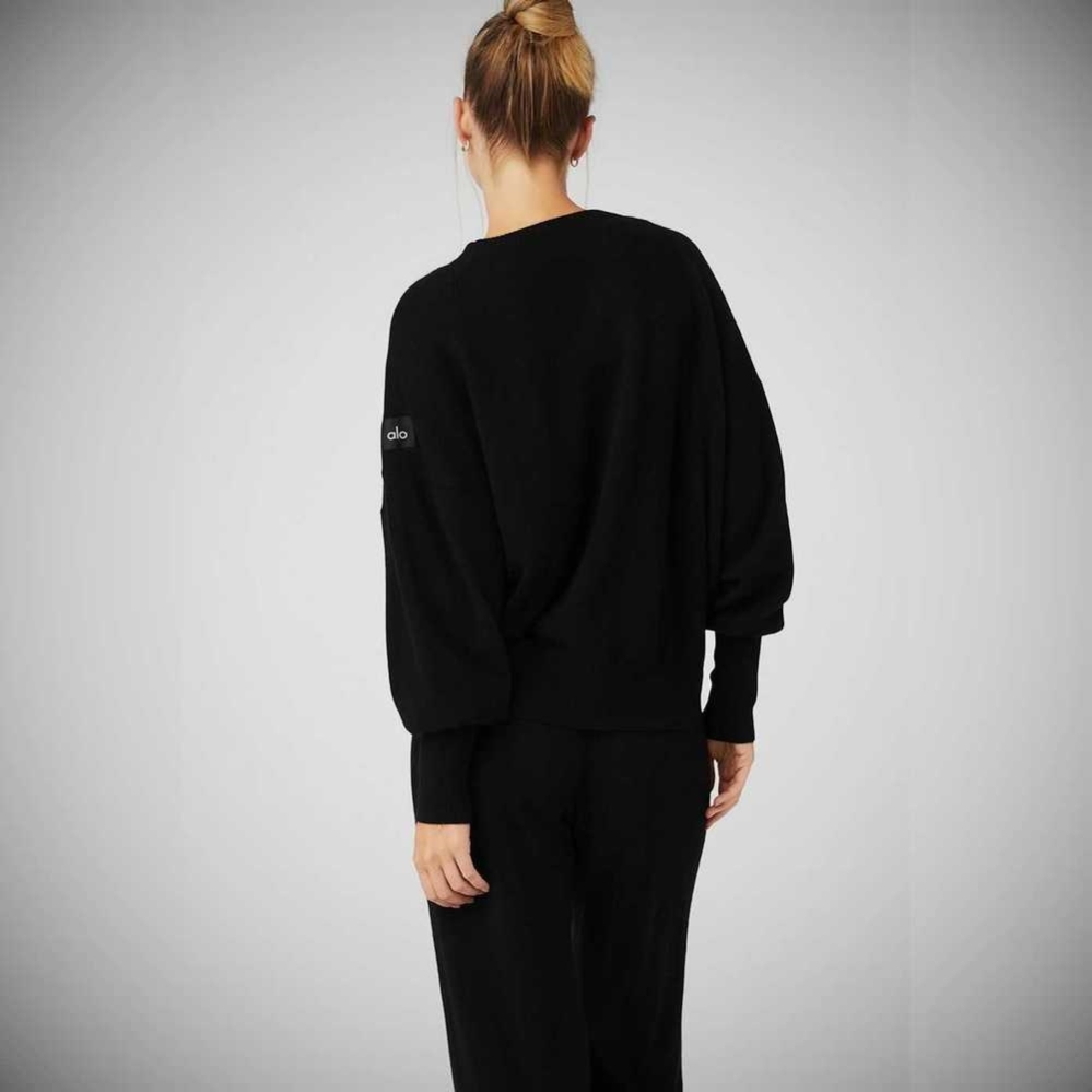 Pullover Alo Yoga Cashmere Jet Set Crew Mujer Negros | MX-76PIHY