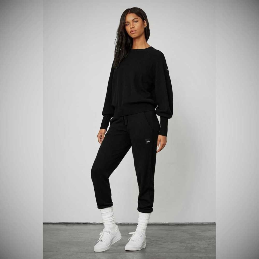 Pullover Alo Yoga Cashmere Jet Set Crew Mujer Negros | MX-76PIHY