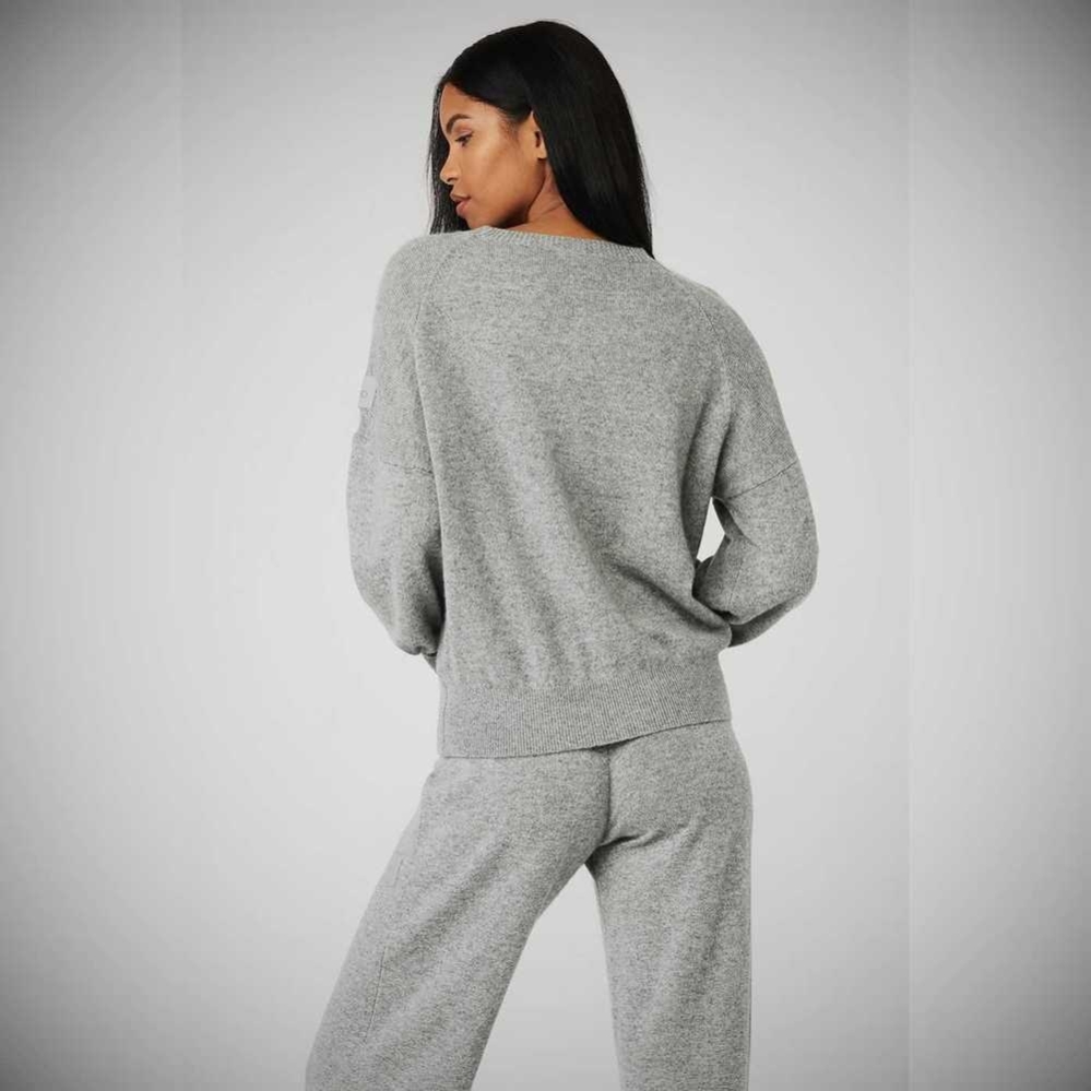 Pullover Alo Yoga Cashmere Jet Set Crew Mujer Grises | MX-87JZAR