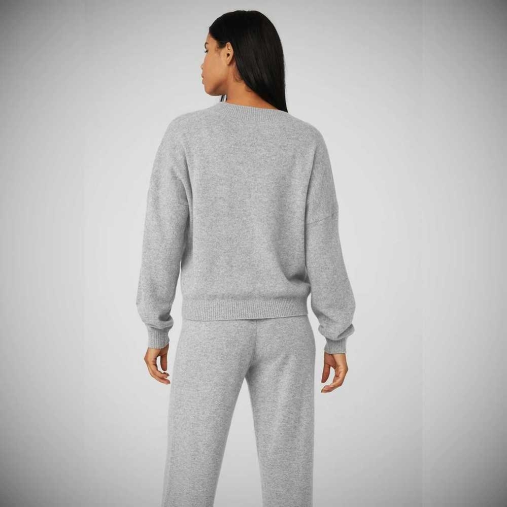 Pullover Alo Yoga Cashmere Jet Set V-Neck Mujer Grises | MX-61KSPY