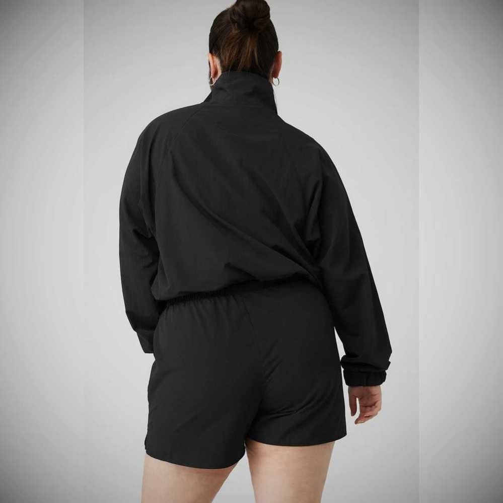 Pullover Alo Yoga Cropped 1/4 Zip Alumni Mujer Negros | MX-01TEKD