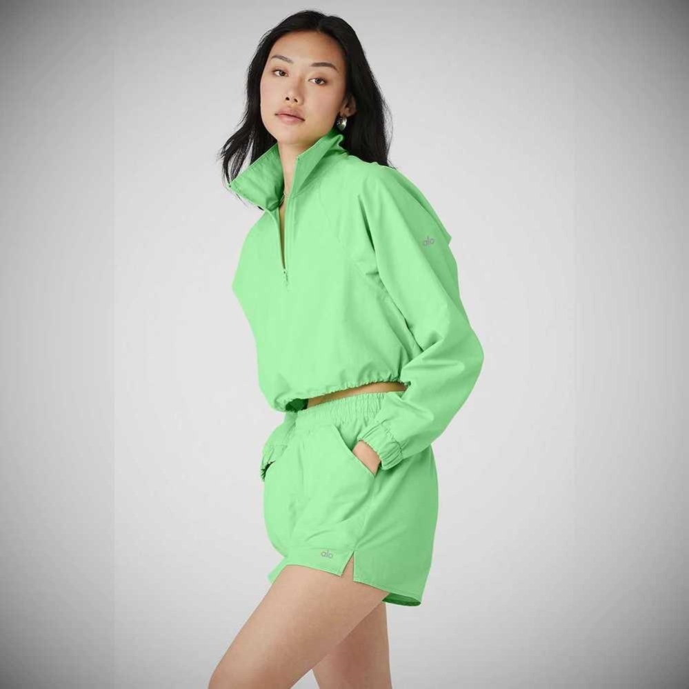 Pullover Alo Yoga Cropped 1/4 Zip Alumni Mujer Verdes | MX-08HWLO