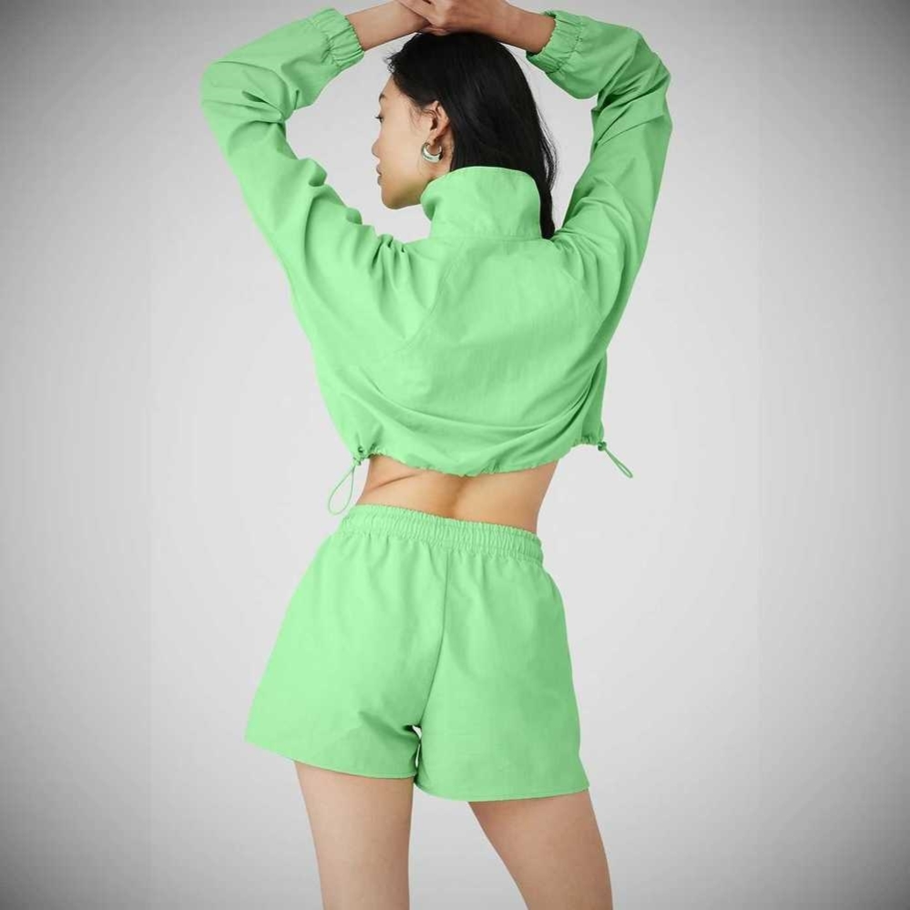 Pullover Alo Yoga Cropped 1/4 Zip Alumni Mujer Verdes | MX-08HWLO