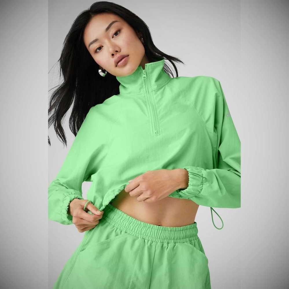 Pullover Alo Yoga Cropped 1/4 Zip Alumni Mujer Verdes | MX-08HWLO