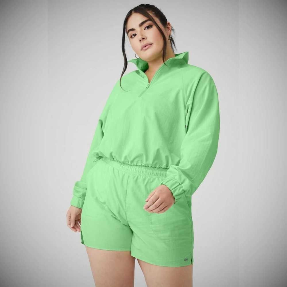 Pullover Alo Yoga Cropped 1/4 Zip Alumni Mujer Verdes | MX-08HWLO