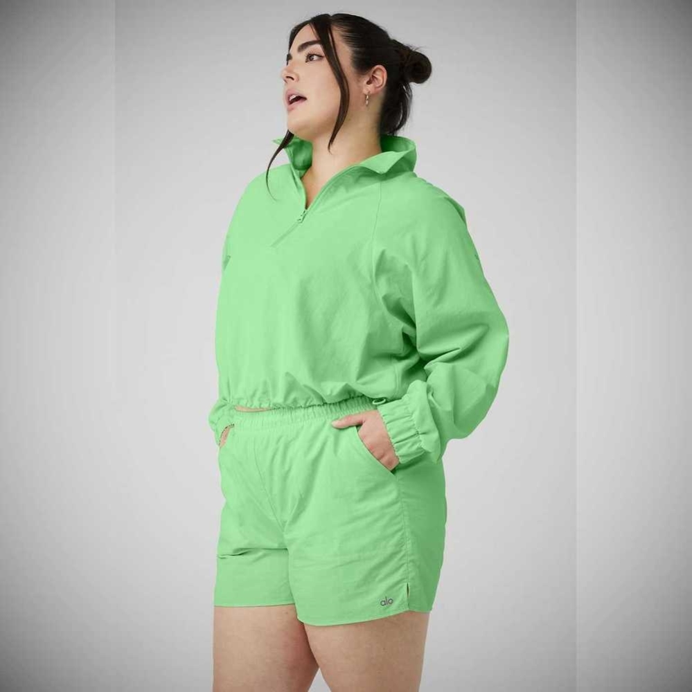 Pullover Alo Yoga Cropped 1/4 Zip Alumni Mujer Verdes | MX-08HWLO