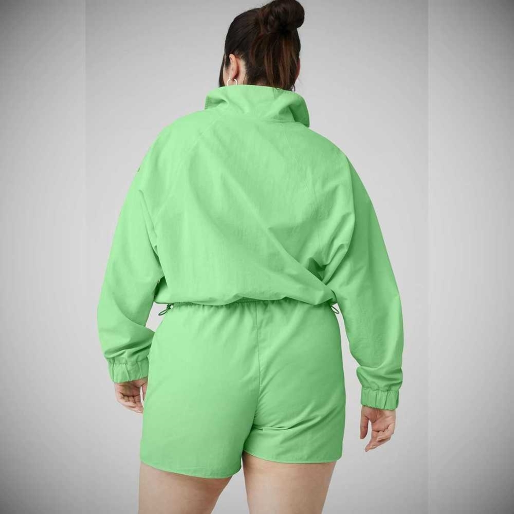 Pullover Alo Yoga Cropped 1/4 Zip Alumni Mujer Verdes | MX-08HWLO