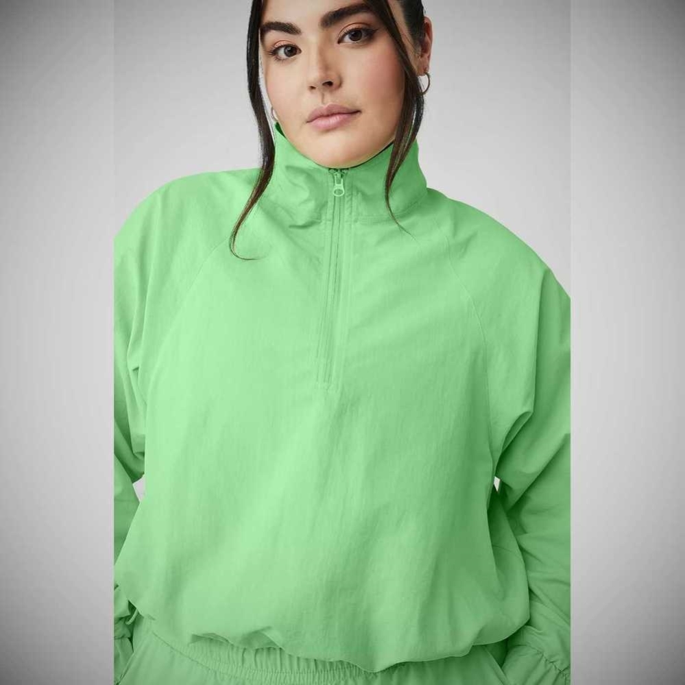 Pullover Alo Yoga Cropped 1/4 Zip Alumni Mujer Verdes | MX-08HWLO