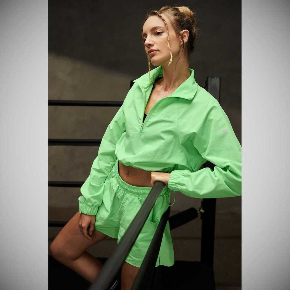 Pullover Alo Yoga Cropped 1/4 Zip Alumni Mujer Verdes | MX-08HWLO