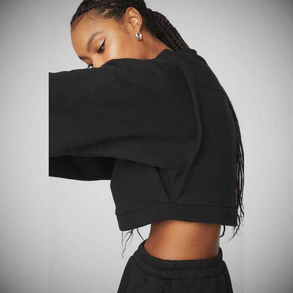 Pullover Alo Yoga Cropped Fresh Coverup Mujer Negros | MX-63XTIR