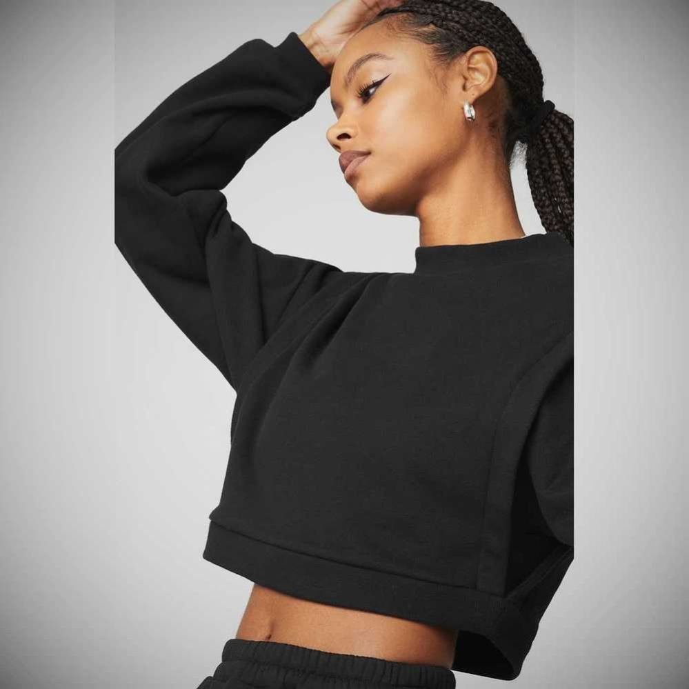 Pullover Alo Yoga Cropped Fresh Coverup Mujer Negros | MX-63XTIR