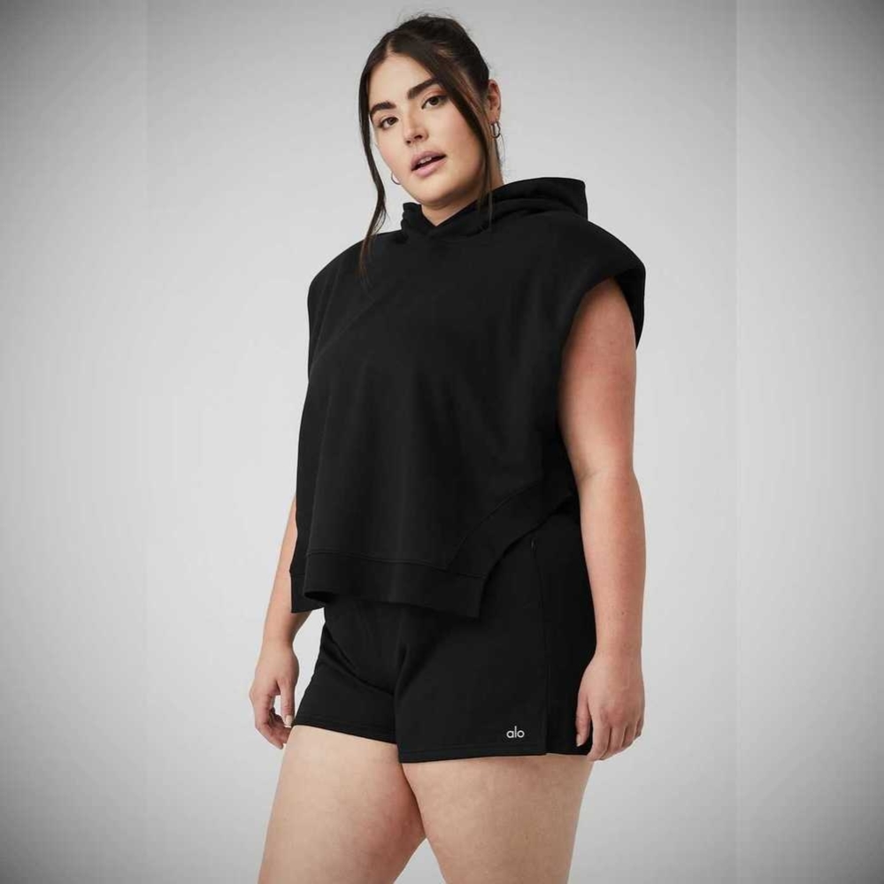 Pullover Alo Yoga Cropped Headliner Shoulder Pad Sin Manga Coverup Mujer Negros | MX-80AGHD