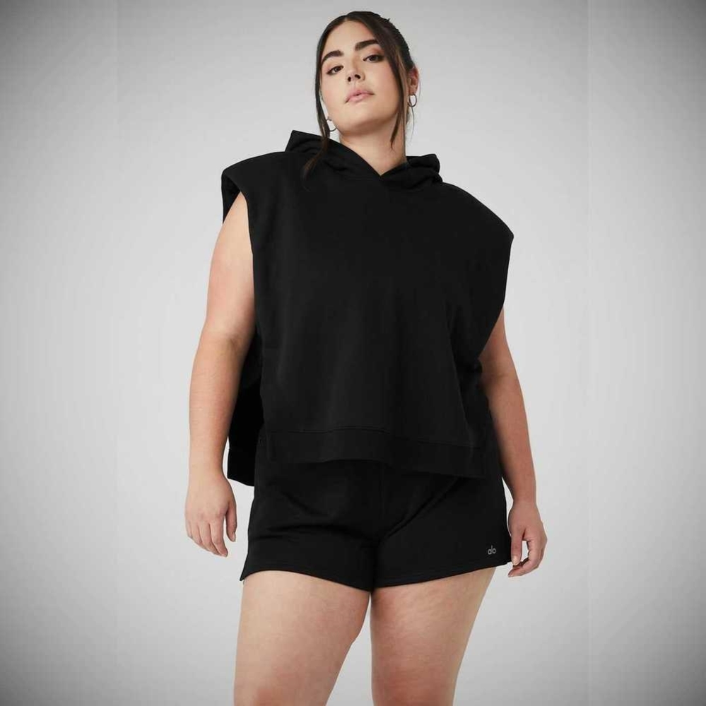 Pullover Alo Yoga Cropped Headliner Shoulder Pad Sin Manga Coverup Mujer Negros | MX-96RMTK